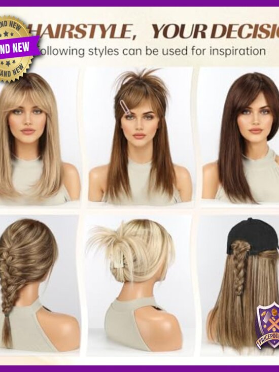16 Inch Straight Human Hair Wig with Bangs, Lightweight Daily Wear